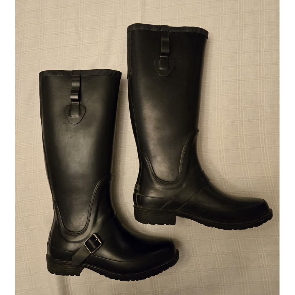 LL Bean Wellie Insulated Tall Black Rain Boot Primaloft Fleece Lined Women's 7M